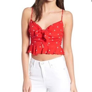 NWOT For Love and lemons Natalia Red Polkadot Top L
